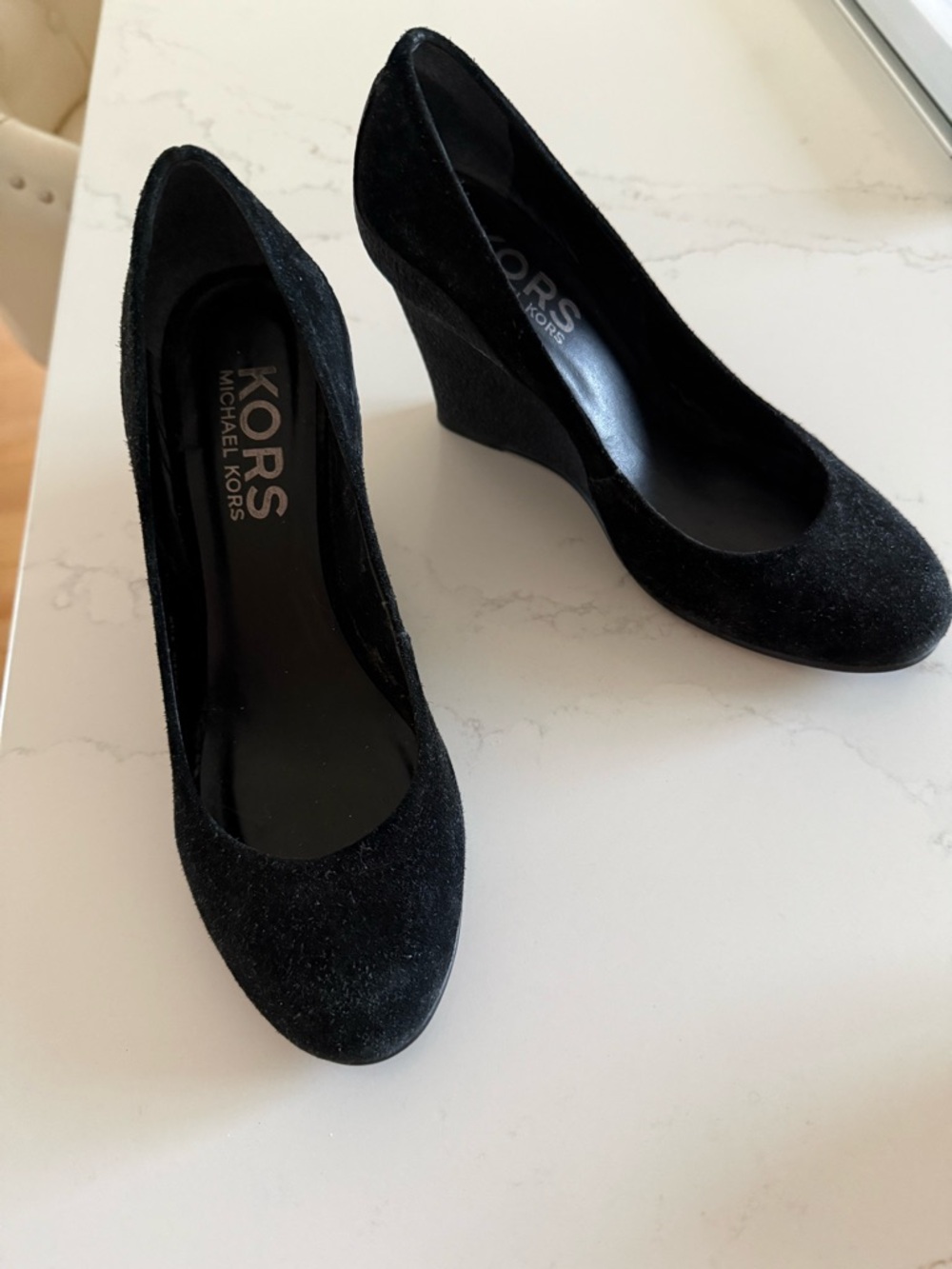 Michael Kors Black Suede Wedge Heels